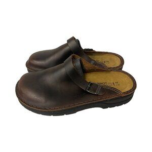 Naot Fiord Mens Clogs Size EU 42 US 9 Brown Leather Slip On Mule NWOB